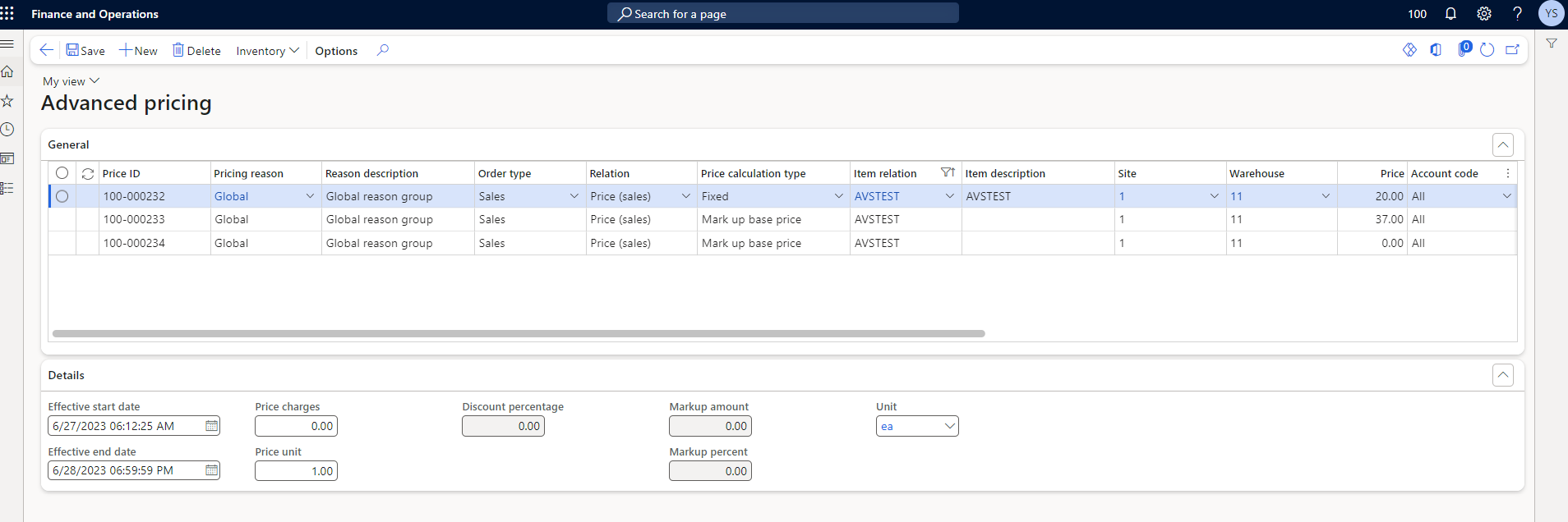 Advanced Pricing Processing