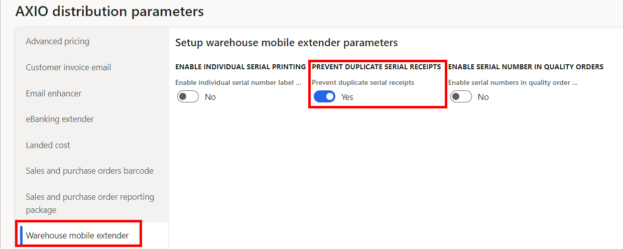 Setting up Prevent duplicate serial receipts feature