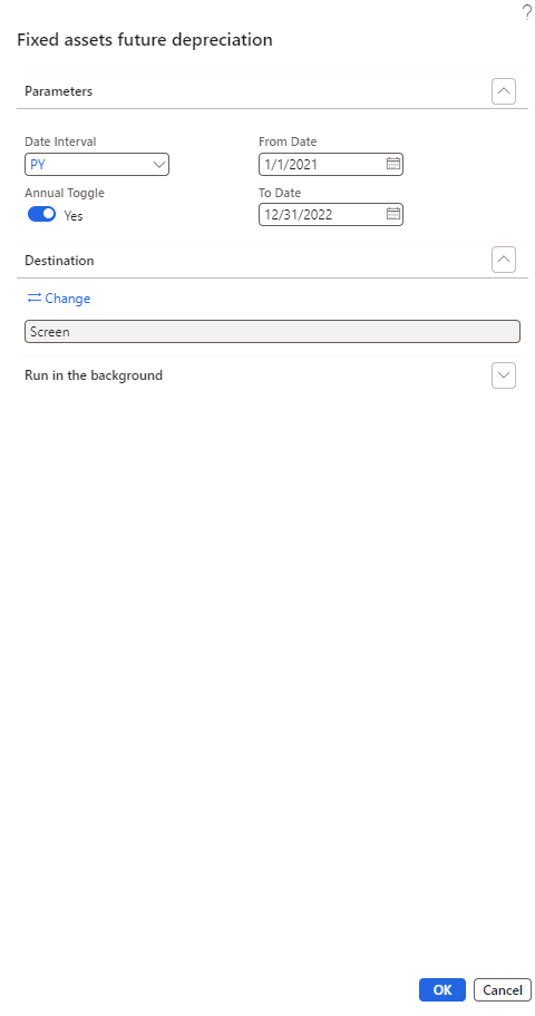 Fixed Assets Future Depreciation Report