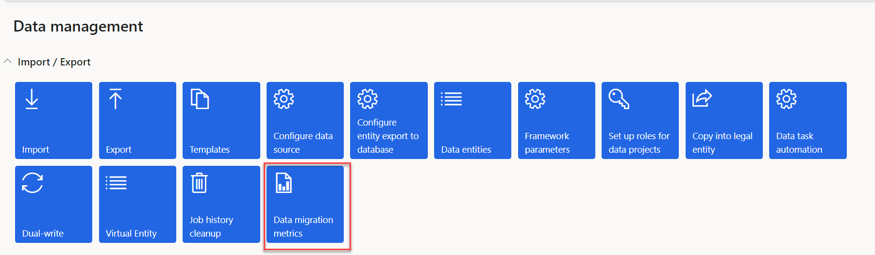 Data Migration metrics user setup