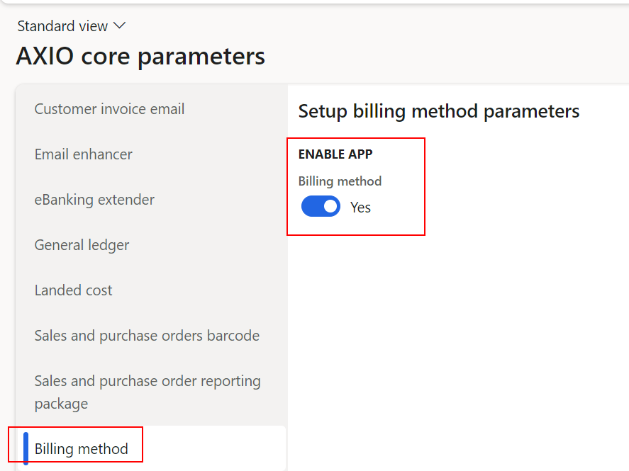 Billing method setup