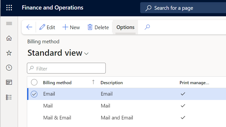 Billing method setup