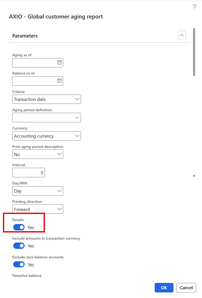 Customer Aging Report Detail