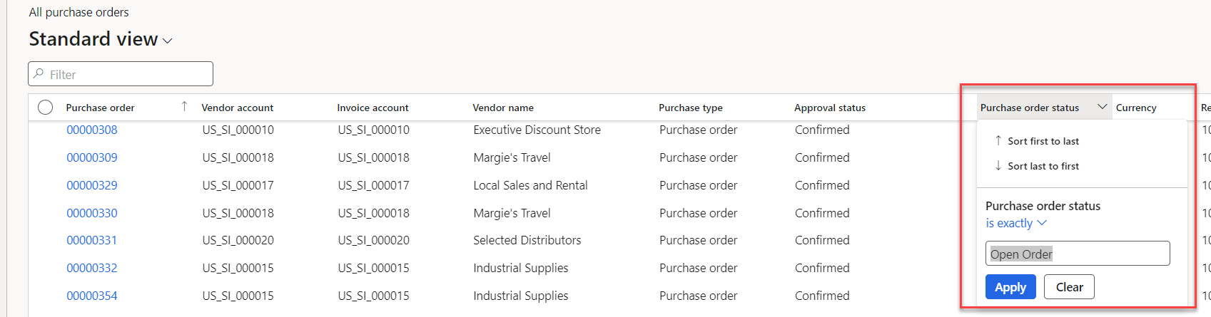 Purchase orders cleanup 
