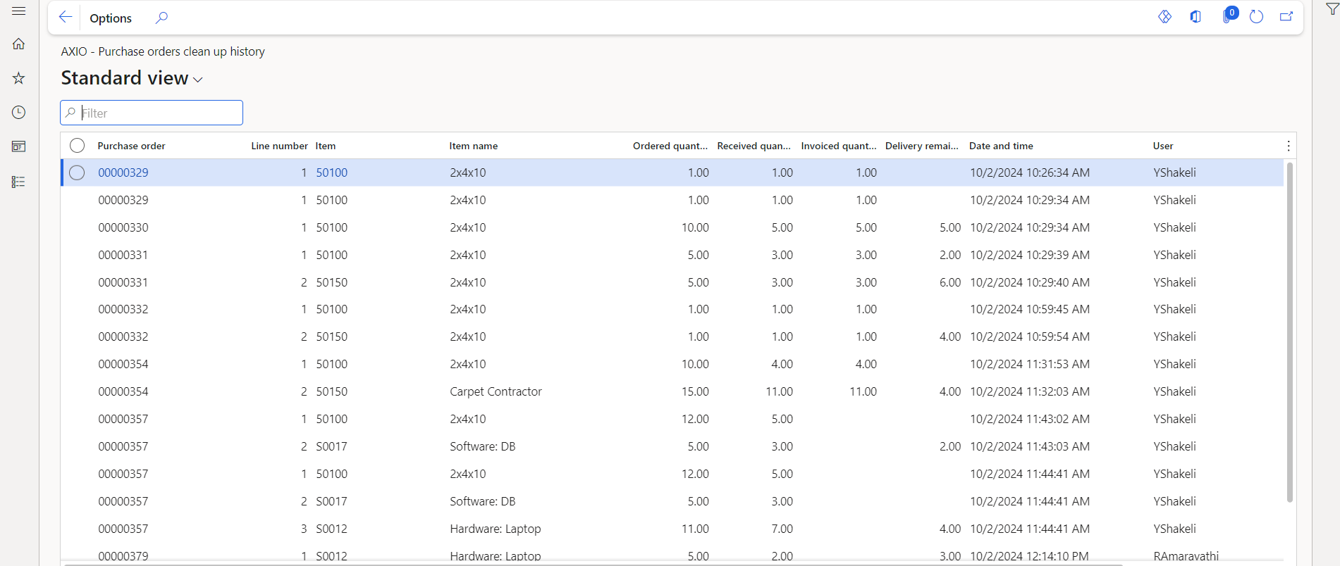Purchase orders cleanup 